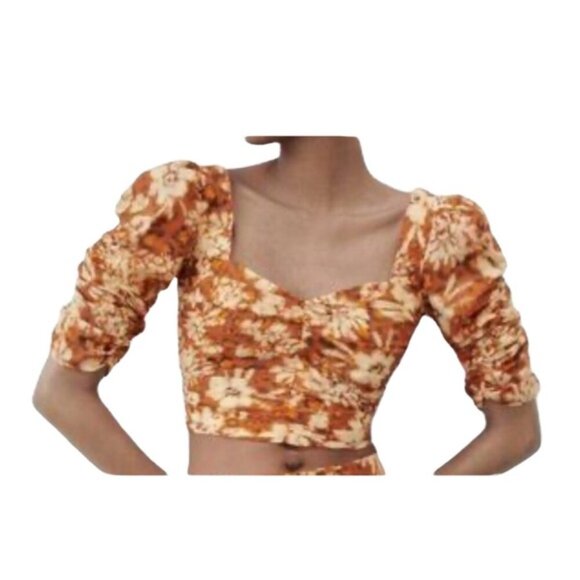 Zara Drape Crop Top Orange - Picture 1 of 10